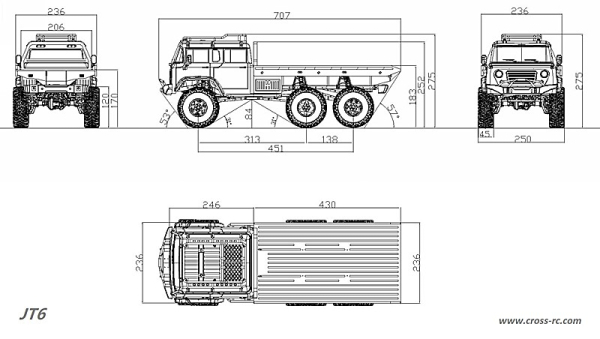 CROSS-RC Crawler EMO JT6 6x6  RTR gelb/weiß