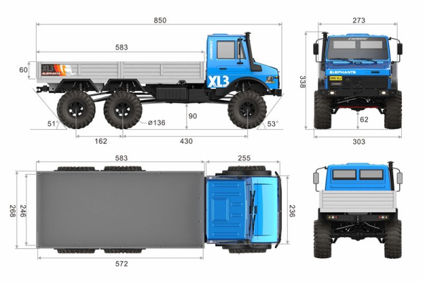 CROSS-RC Crawler EMO XL3, 6x6, 1:8, ARTR, blau