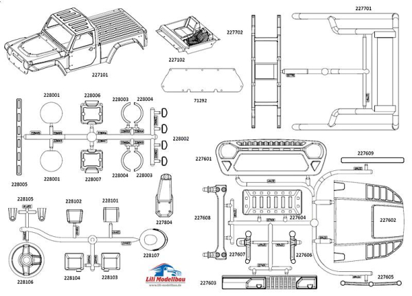 CROSS-RC EMO X Lexan Karosse mit Anbauteilen
