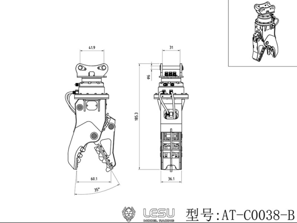 Hydraulik Abbruchzange für Lesu Bagger PC360, AC360, ET30H, ET26L, R945, Var. B