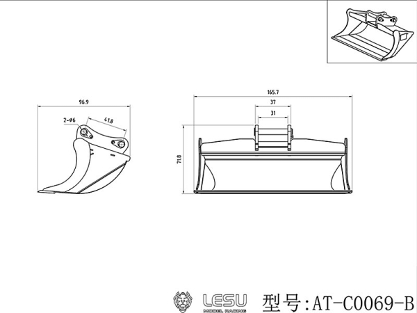 Räumlöffel, lackiert für Lesu Bagger Var. B
