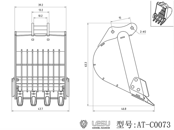 Siebschaufel für Lesu Mini Bagger PC30