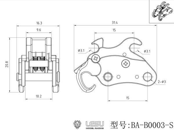 Schnellwechsler Lesu Mini Bagger PC30