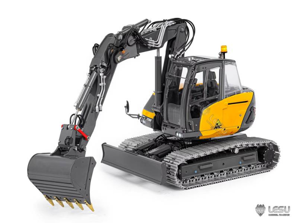 Lesu kompakter Ketten Bagger MC15, Bausatz gelb lackiert