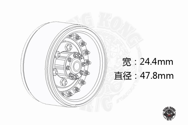 KKRC Aluminium CNC Felgen, 1.75", für CA30 (ZIS/ZIL-151)