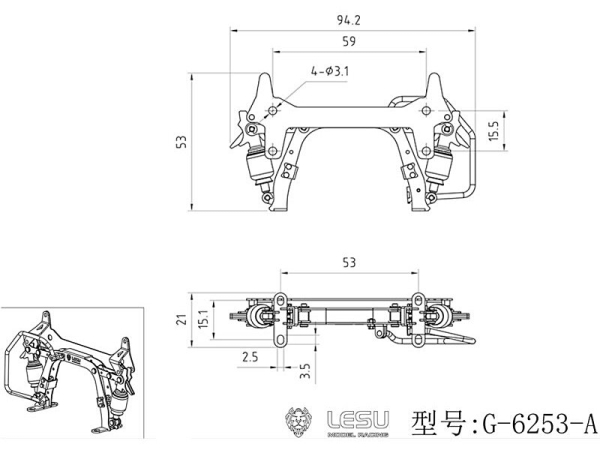 Fahrerhausverriegelung für Tamiya Scania 770S, Var. A