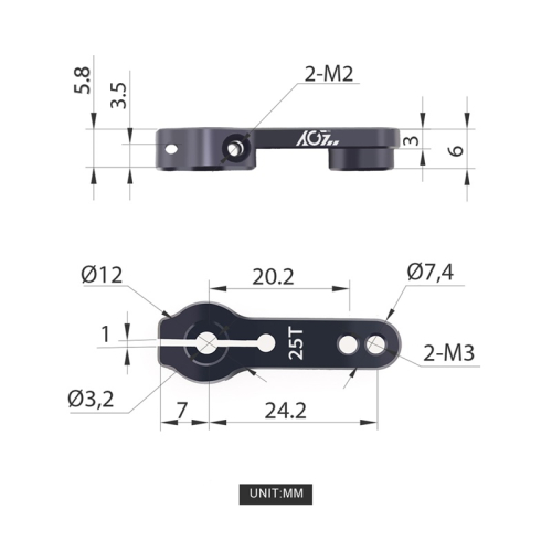 AGFRC Servohebel 25T Standardservo, Aluminium