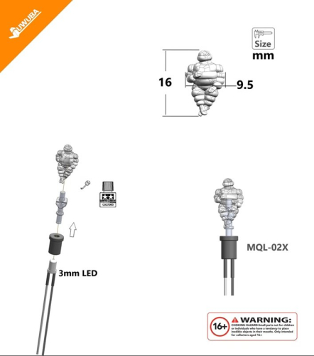 Beleuchtetes Mini Reifenmännchen, 1:14, gelb