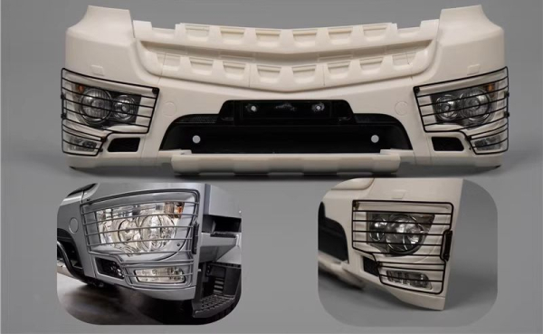 Frontscheinwerfergitter für den Tamiya MB Arocs, silber