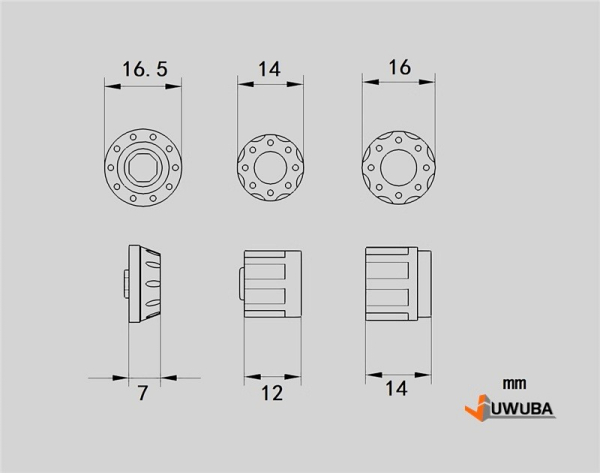 Preview: Radnabenabdeckungen für Tamiya LKW 6x4