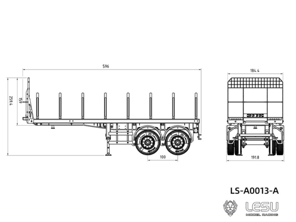 Lesu Flachbett Auflieger 20 Fuß, 2 Achsen, Bausatz unlackiert