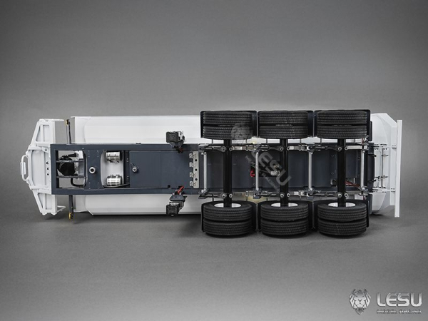 Lesu Auflieger 3-achsig mit Halfpipe Kippmulde, Zwillingsbereifung, KIT