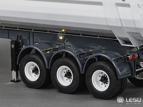 Lesu Auflieger 3-achsig mit Halfpipe Kippmulde, Zwillingsbereifung, KIT