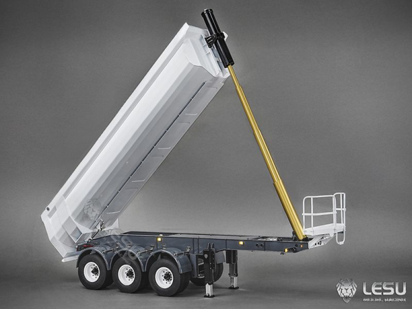 Lesu Auflieger 3-achsig mit Halfpipe Kippmulde, Zwillingsbereifung, KIT