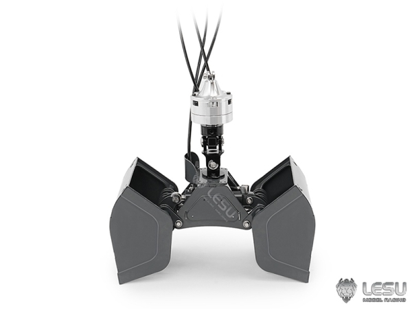 Preview: Lesu Zweischalen Greifer mit Rotationsantrieb für LKW Ladekran 1:14