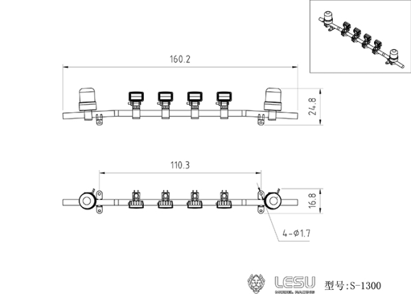 Dachlampenbügel back für Tamiya LKW und Andere