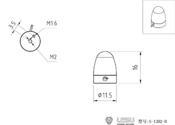 Rundumleuchte orange für Tamiya LKW, Var. B