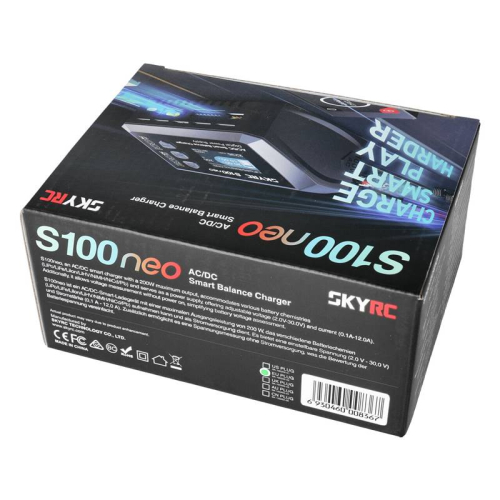 Preview: SkyRC Ladegerät S100 Neo, LiPo 1-6s, 10A, 100W, AC Preview: SkyRC Ladegerät S100 Neo, LiPo 1-6s, 10A, 100W, AC
