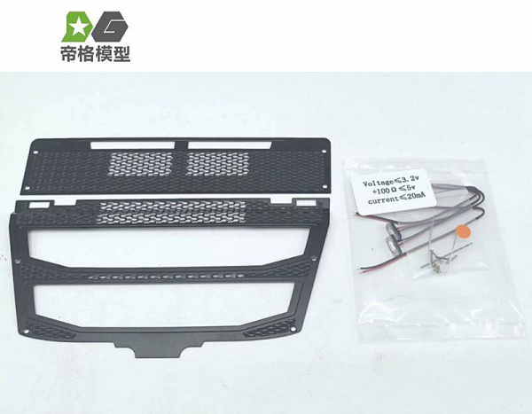 Kühlergrill Tamiya Volvo FH16, Metall schwarz matt, Blitzer w/o