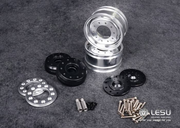 Aluminium Felgen Front, breit, 10 Loch, Kugellager, für Lesu Achse, schwarz
