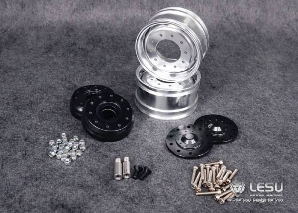 Aluminium Felgen Front, breit, 10 Loch, Kugellager, für Lesu Achse, schwarz