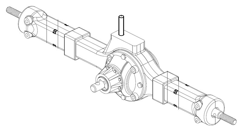 Komplette Heckachse für CROSS-RC FC6 6x6