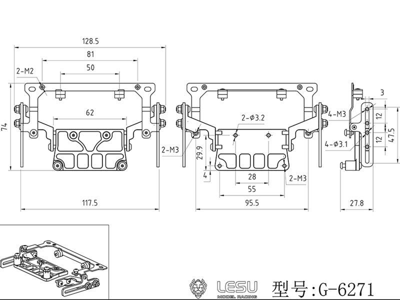 Kippscharnier Fahrerhaus für TamiyaScania 770S