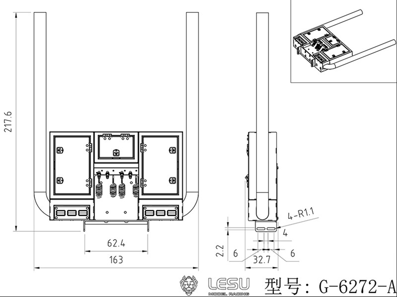 Auspuffrohre, Toolboxen, Anschlüsse, Licht für Tamiya LKW, A