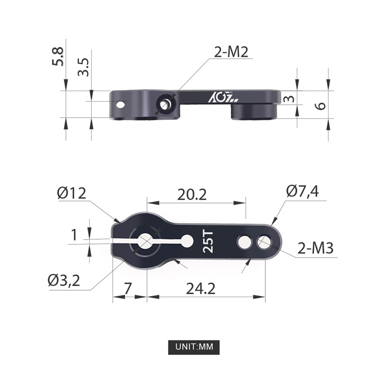 AGFRC Servohebel 25T Standardservo, Aluminium