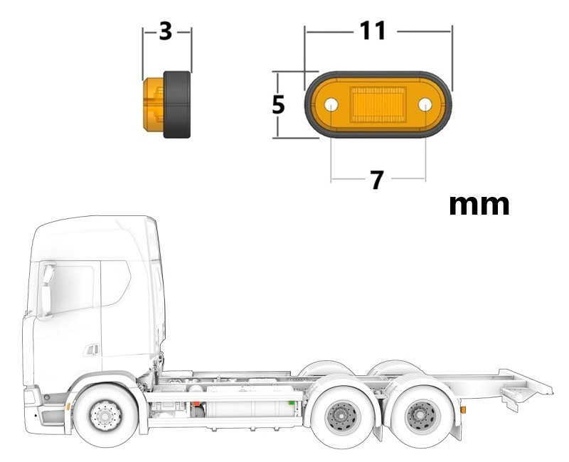 Seitenmarkierungsleuchten für Tamiya LKW, 02, rot