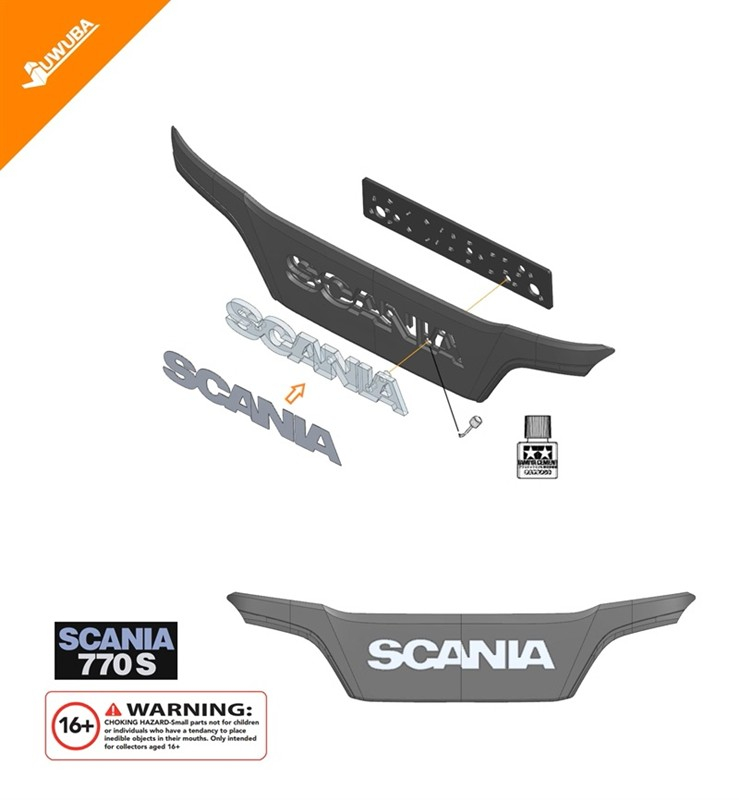 Beleuchtetes Logo Kühlergrill Tamiya Scania 770S