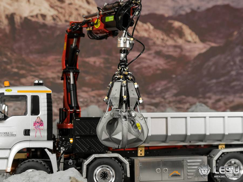 Lesu Mehrschalengreifer mit Rotationsantrieb für LKW Ladekran 1:14