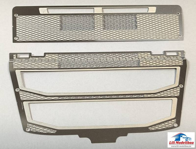 Kühlergrill Tamiya Volvo FH16, Metall Hochglanz, Blitzer o/o