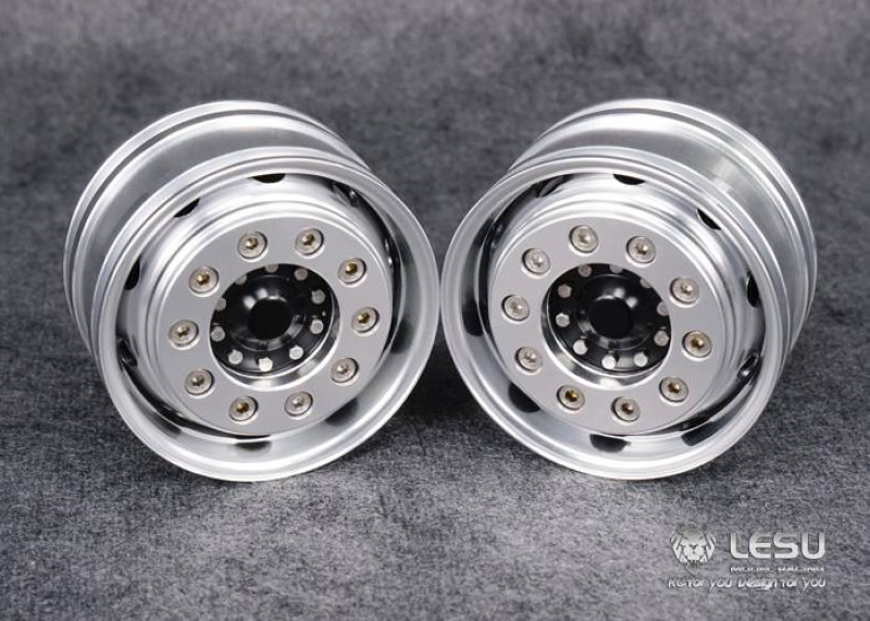 Aluminium Felgen Front, breit, 10 Loch, Kugellager, für Lesu Achse, schwarz