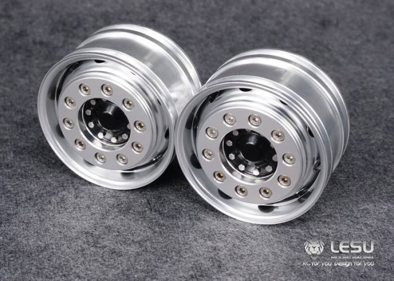 Aluminium Felgen Front, breit, 10 Loch, Kugellager, für Lesu Achse, schwarz