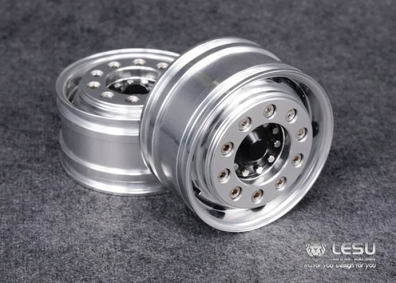 Aluminium Felgen Front, breit, 10 Loch, Kugellager, für Lesu Achse, schwarz