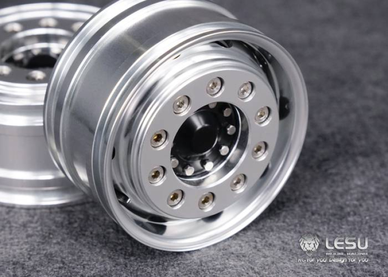 Aluminium Felgen Front, breit, 10 Loch, Kugellager, für Lesu Achse, schwarz