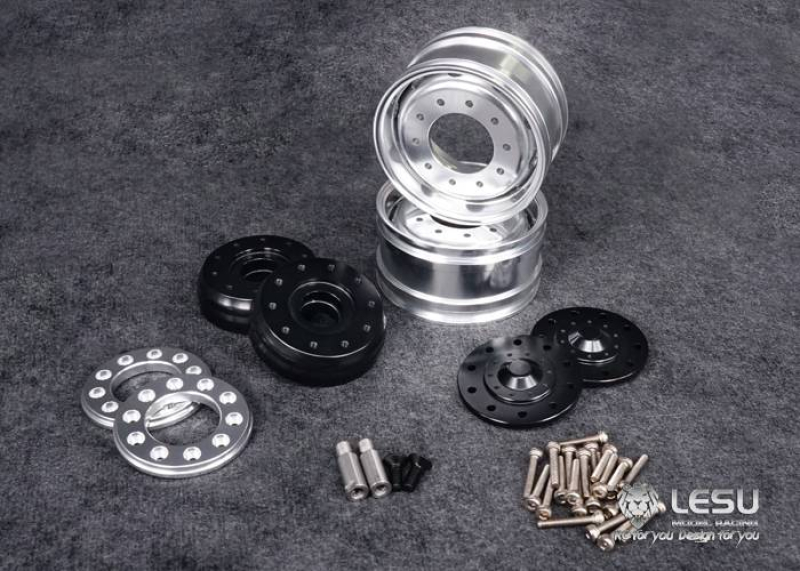 Aluminium Felgen Front, breit, 10 Loch, Kugellager, für Lesu Achse, schwarz