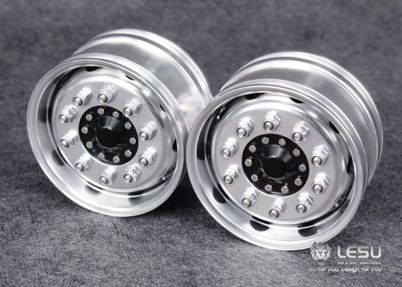 Aluminium Felgen Front, breit, 10 Loch, Kugellager, für Lesu Achse, schwarz