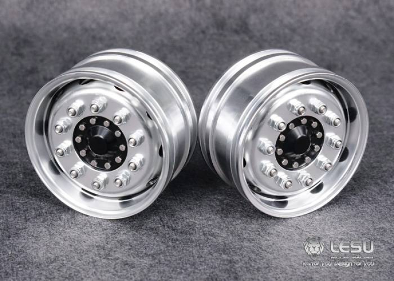 Aluminium Felgen Front, breit, 10 Loch, Kugellager, für Lesu Achse, schwarz