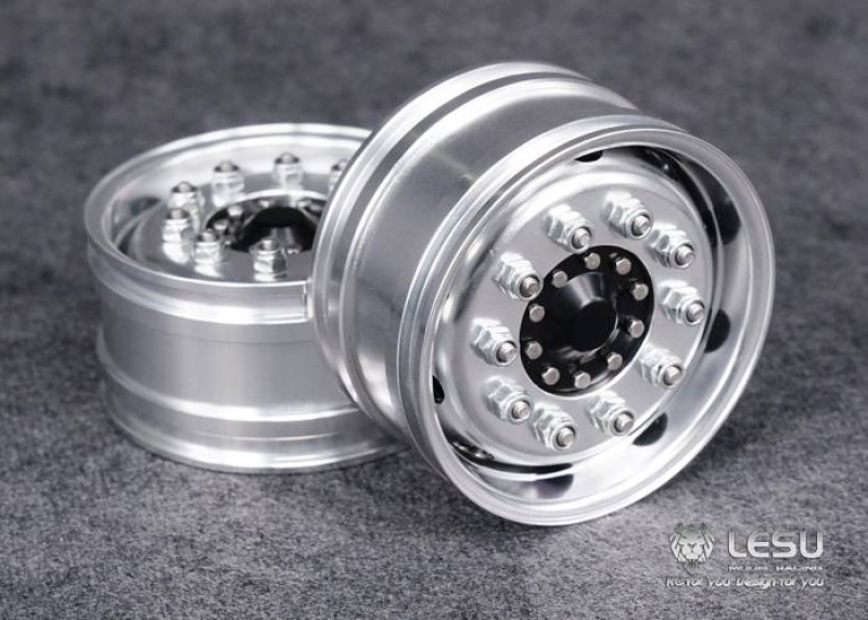 Aluminium Felgen Front, breit, 10 Loch, Kugellager, für Lesu Achse, schwarz