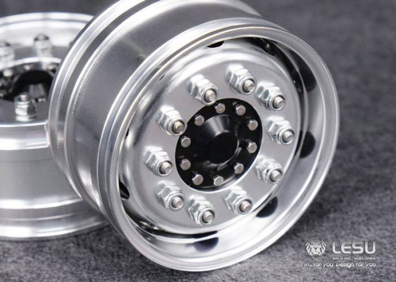 Aluminium Felgen Front, breit, 10 Loch, Kugellager, für Lesu Achse, schwarz