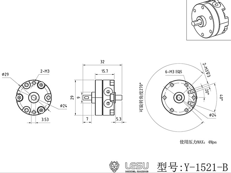 Lesu Hydraulischer Rotator 270°, Variante B